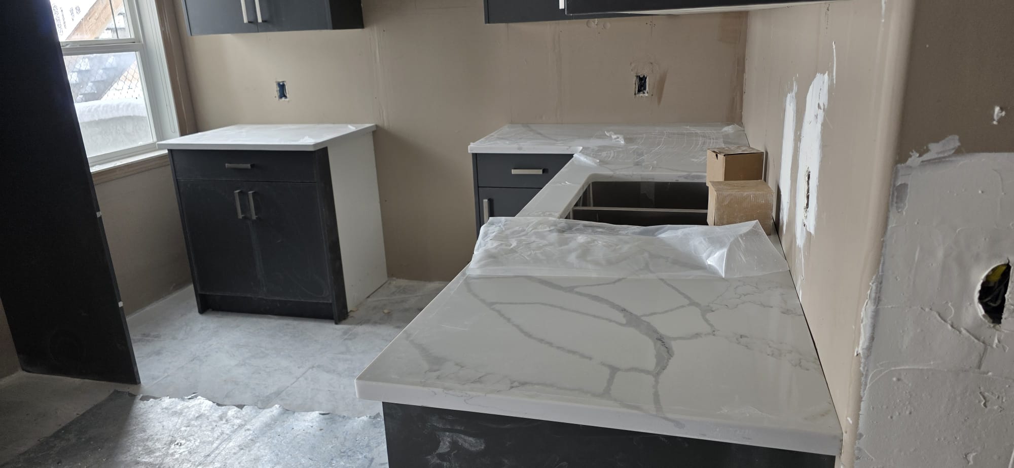 Stone kitchen countertop installation, Calgary